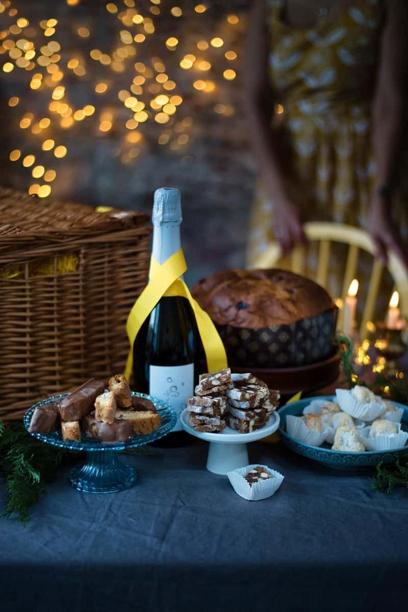 Selfridges Italian Christmas hamper: a sweet feast of panettone, classic amaretti, cantuccini, panforte bites and a bottle of Selfridges Prosecco.