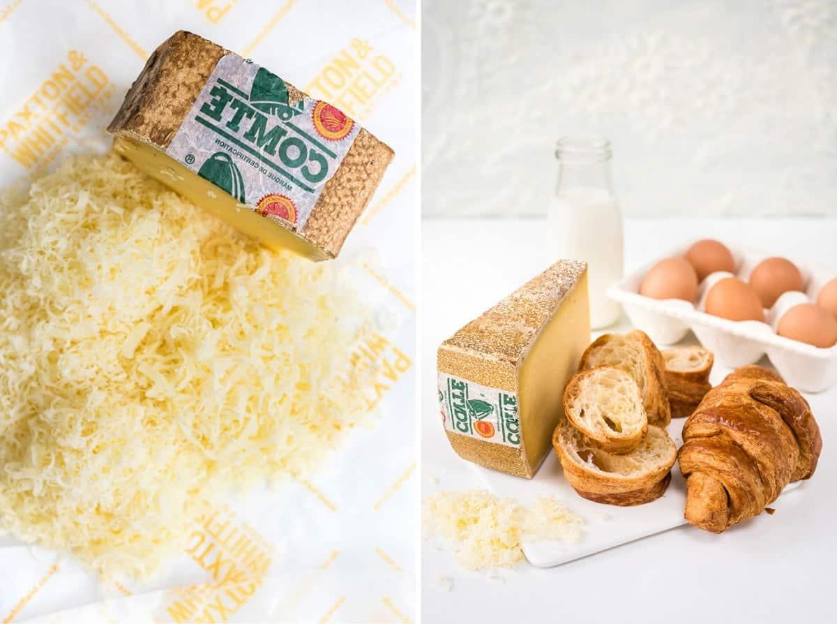 Αυτό το αλμυρό croissant pudding με τυρί Comté και μπέικον είναι ιδανικό για να ταΐσετε πολύ κόσμο σε ειδικές περιστάσεις!