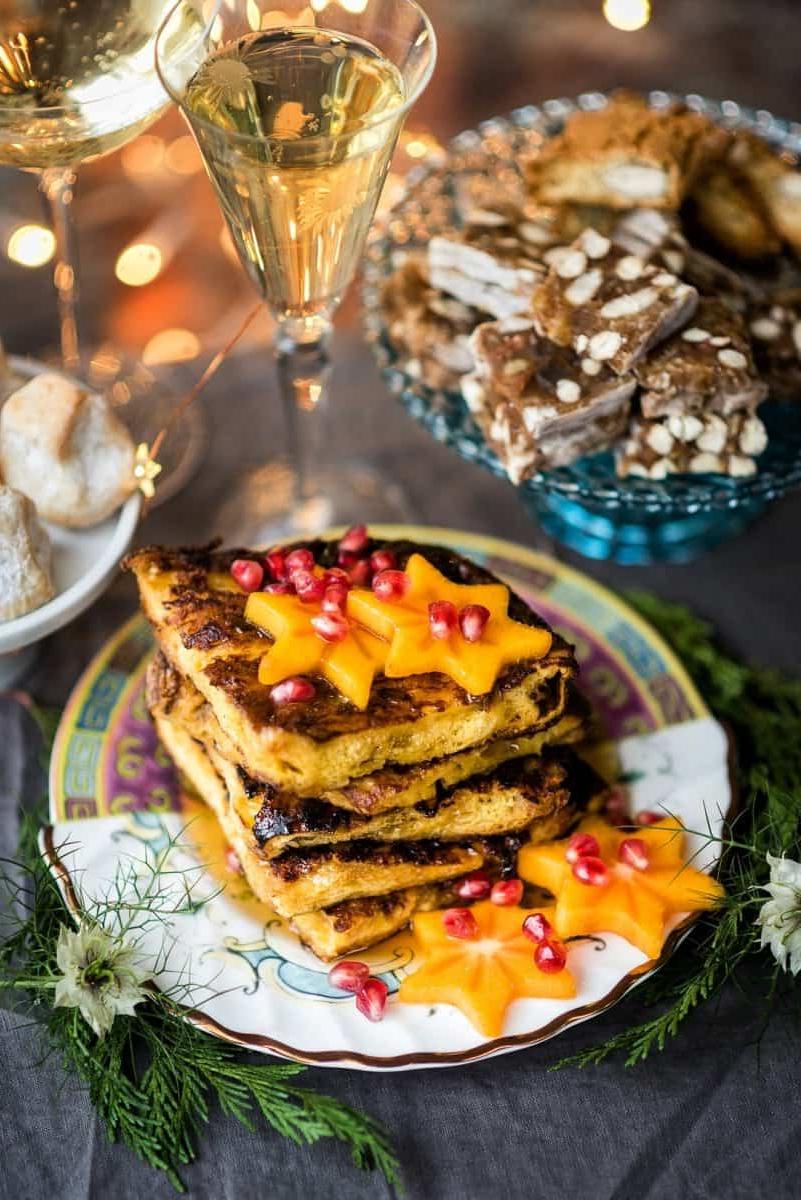 A breakfast of Panettone French toast and Prosecco using the goodies from Selfridges Italian Christmas hamper