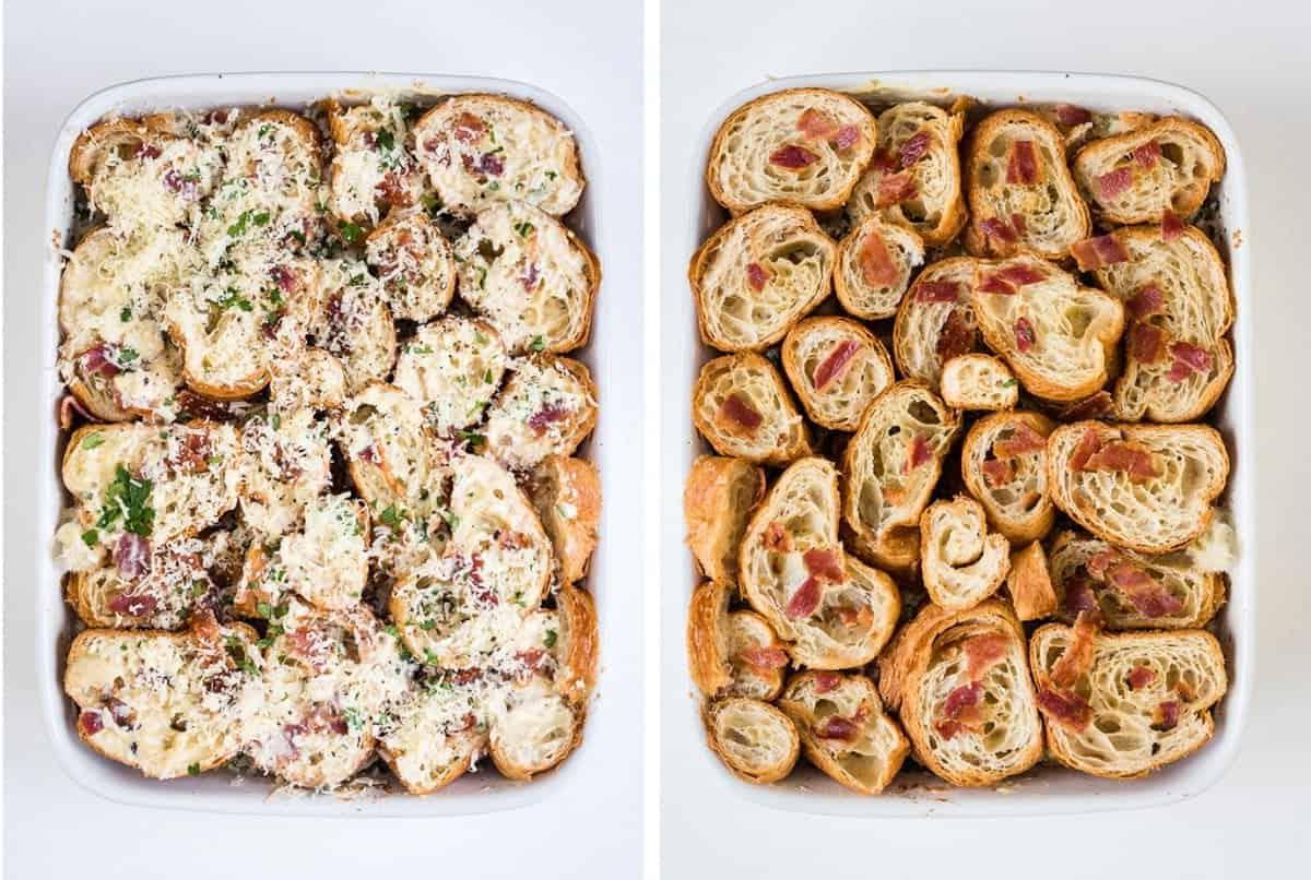 Αυτό το αλμυρό croissant pudding με τυρί Comté και μπέικον είναι ιδανικό για να ταΐσετε πολύ κόσμο σε ειδικές περιστάσεις!