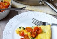 Fluffy Spinach Frittata with Sweet Cherry Tomato Jam