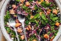 Sweet Potato Kale Salad with Honey-Basil Vinaigrette