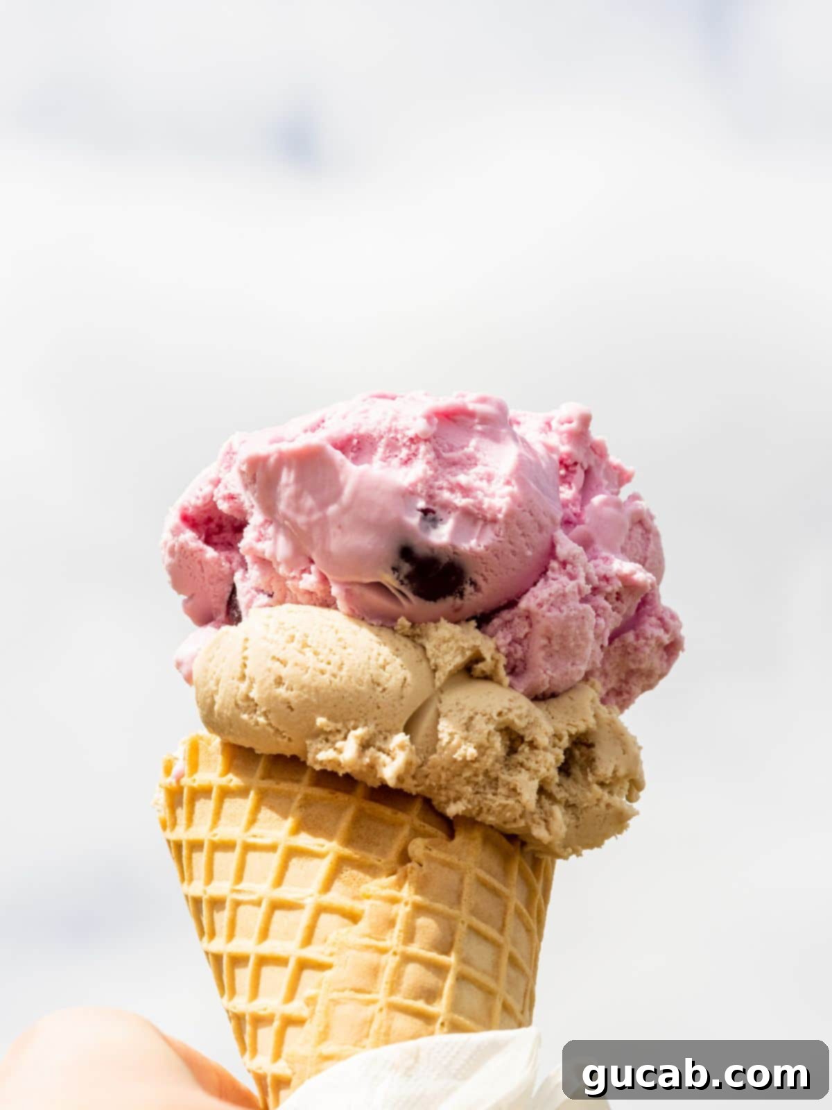 21 Must-Try Cuisinart Ice Cream Maker Recipes 2 blueberry ice cream on a waffle cone