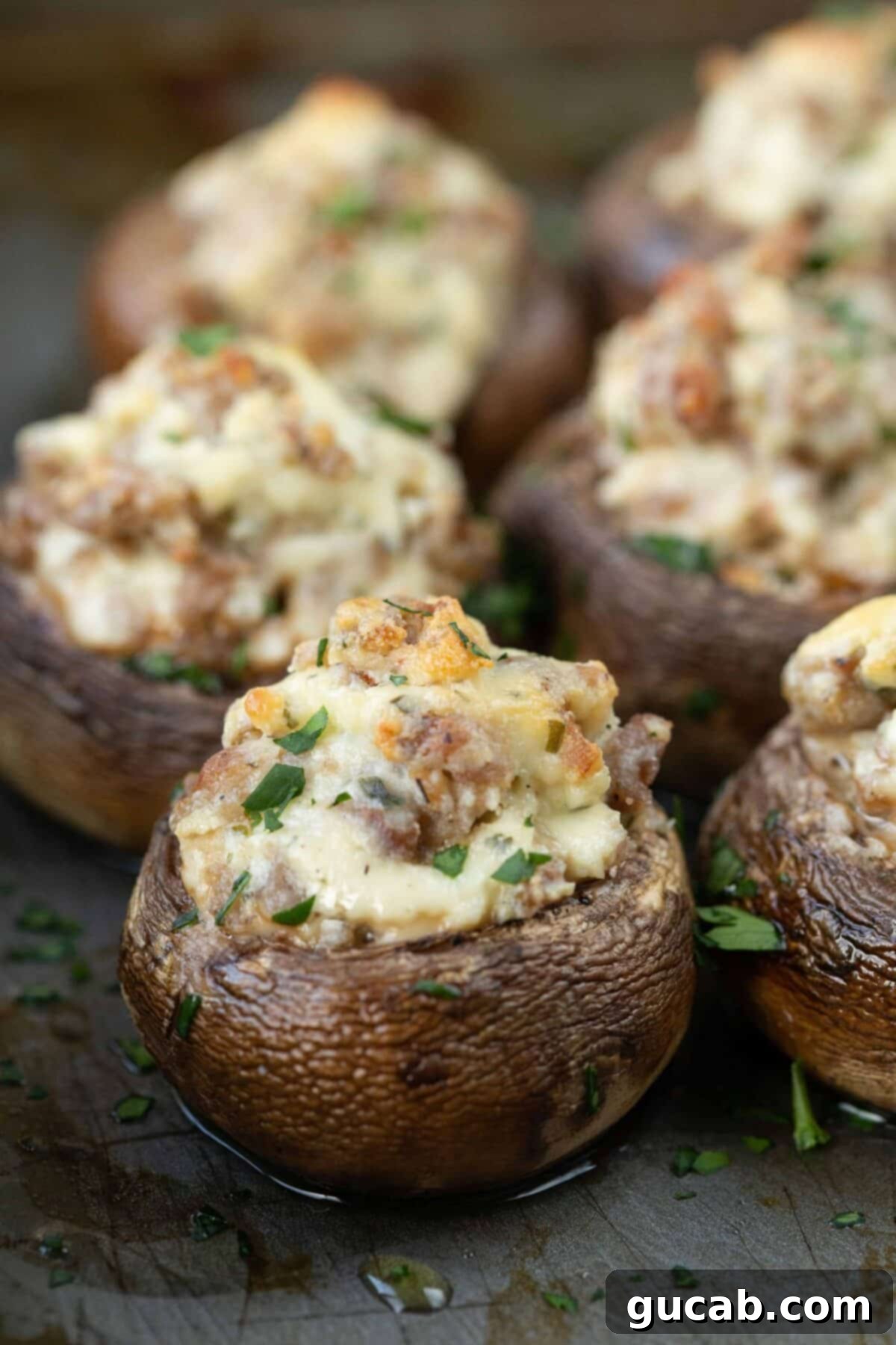 sausage stuffed mushrooms, an easy party appetizer
