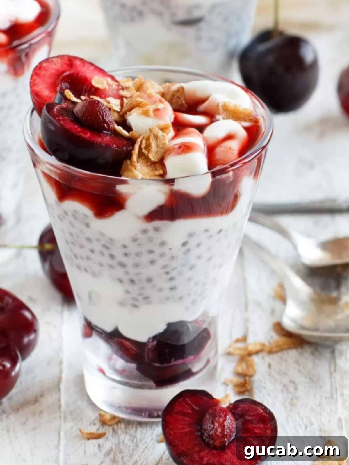 Beyond the Bowl: Creative Frozen Cherry Recipes 4 chia pudding with cherries and granola