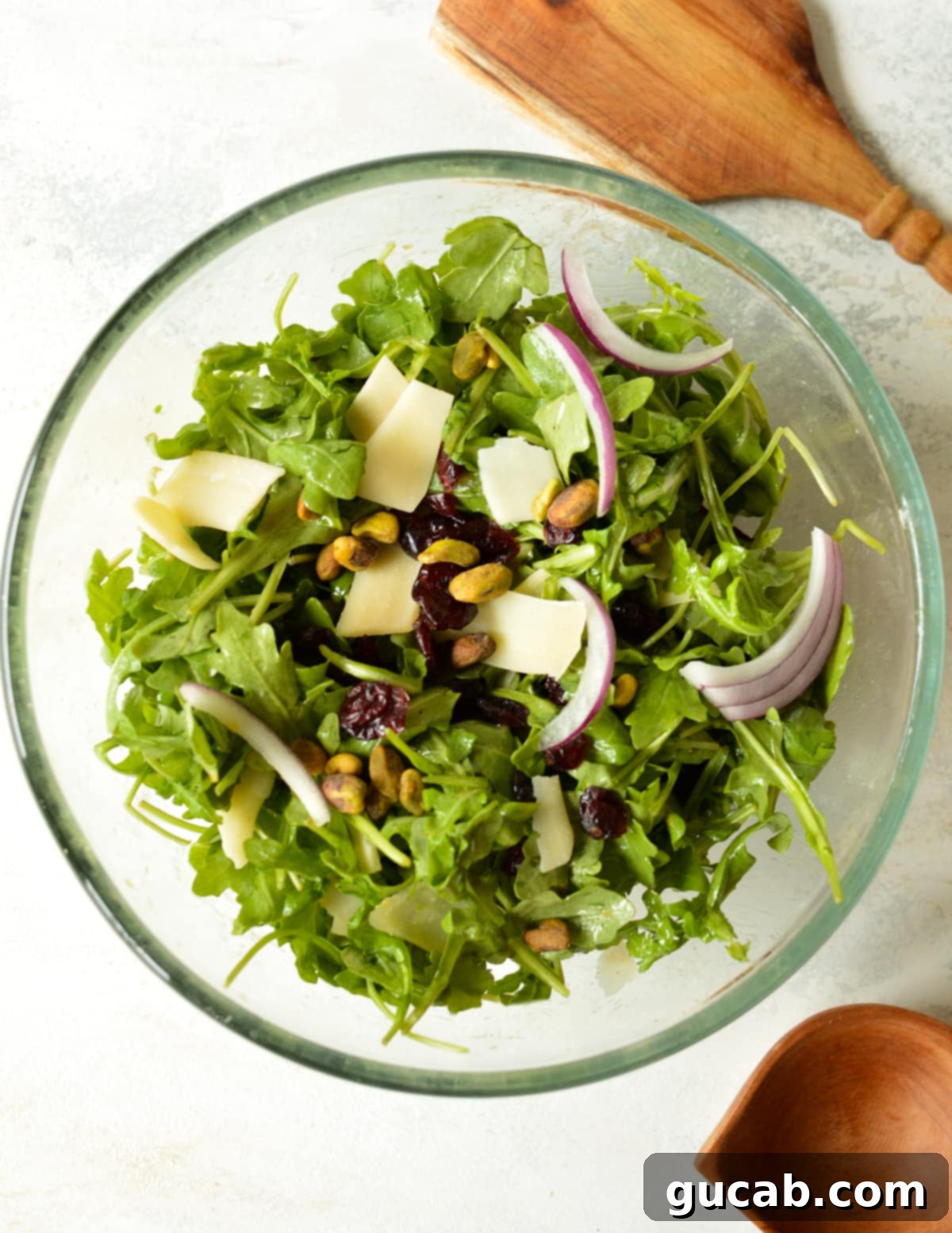 rocket and parmesan salad with cranberries and red onion