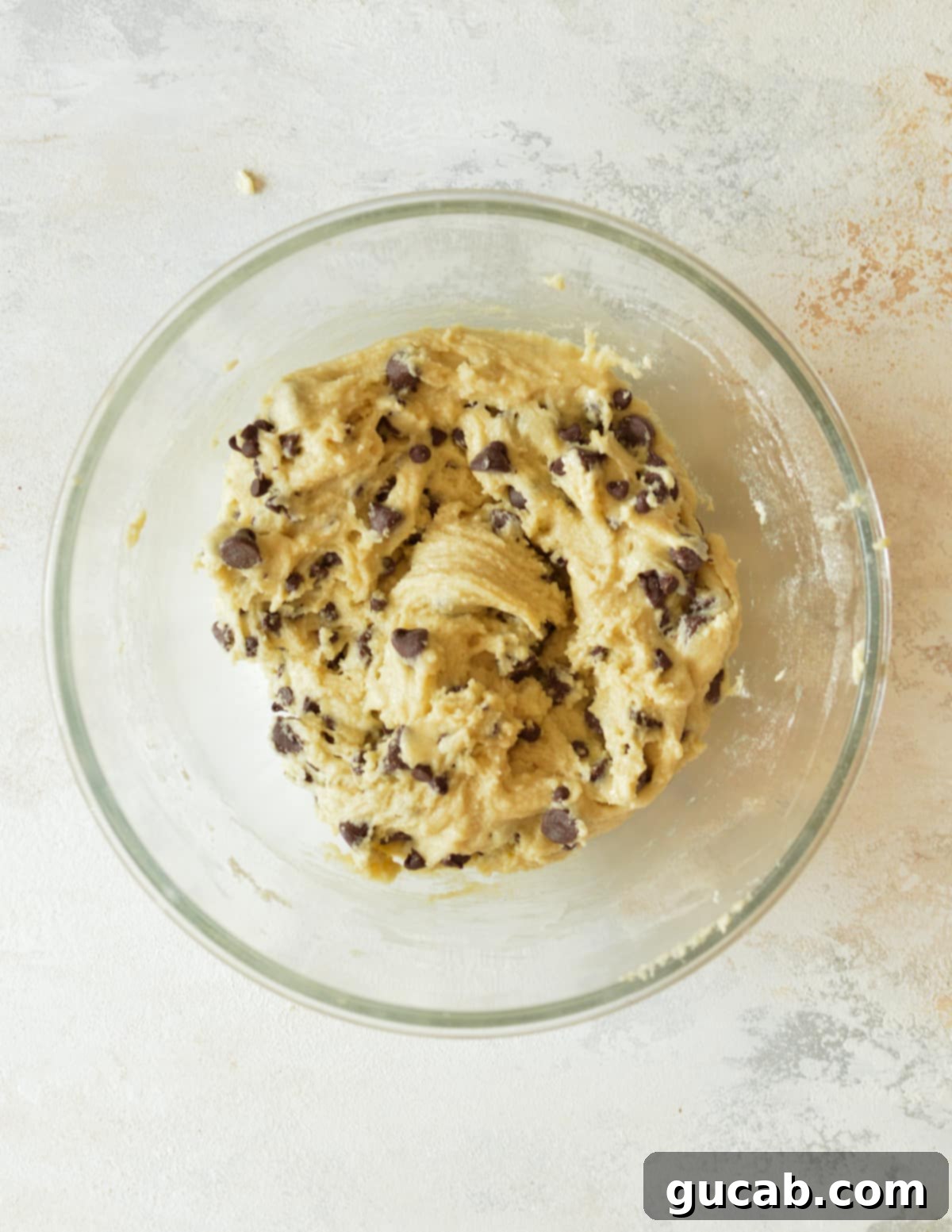 a bowl of chocolate chip cookie dough
