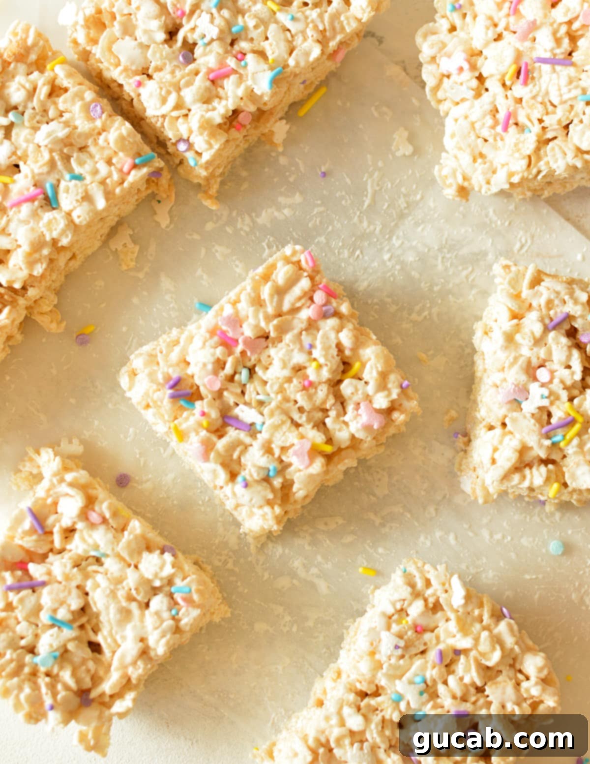 Fluffy Rice Krispie Treats 2 rice krispie treats with sprinkles on top