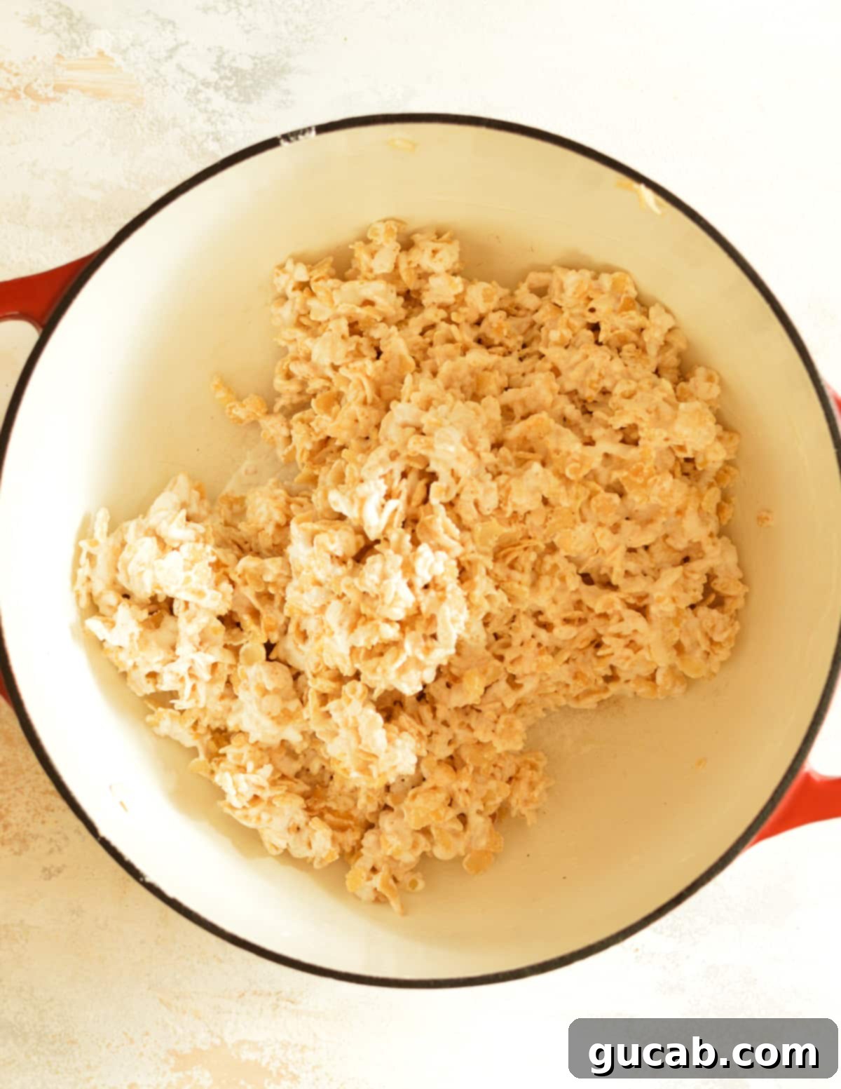Fluffy Rice Krispie Treats 7 a pot with rice krispies in it