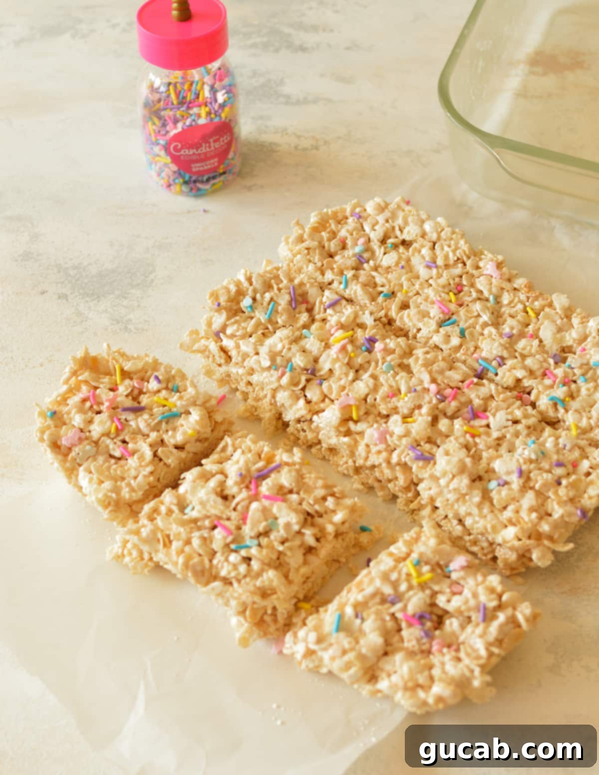 Fluffy Rice Krispie Treats 9 rice krispie treats with sprinkles