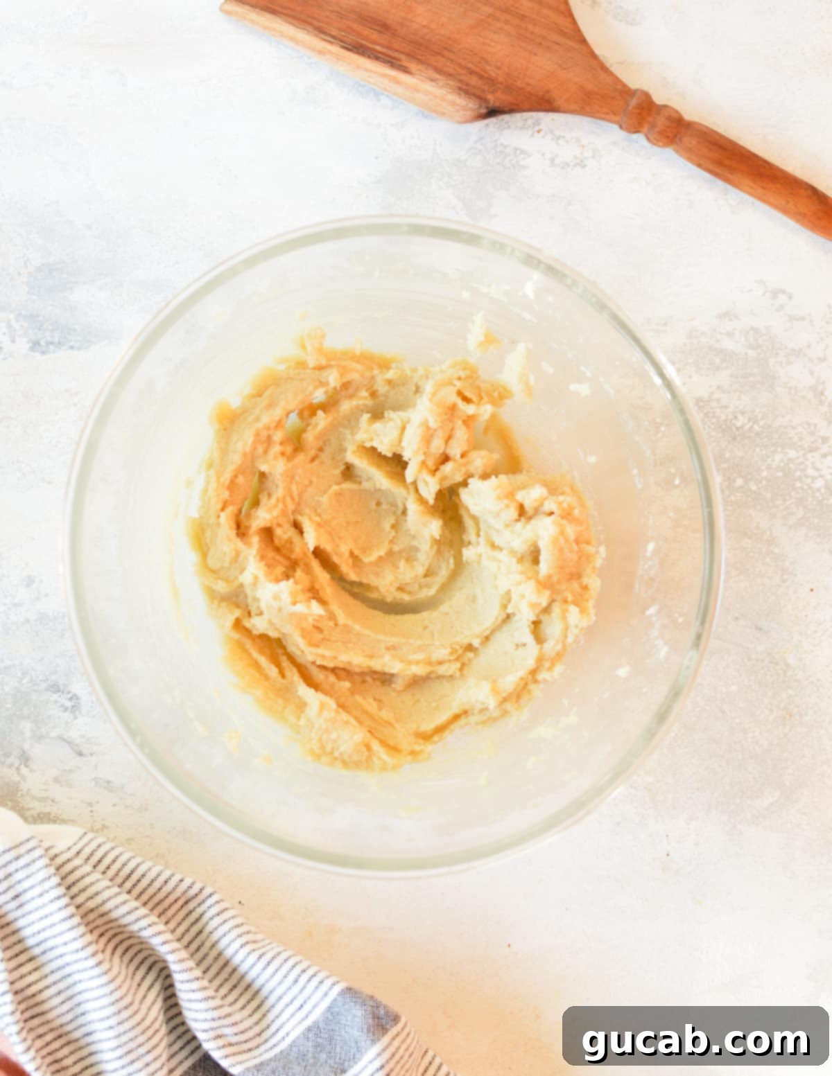 creamed unsalted butter, granulated sugar, and brown sugar in a stand mixer bowl