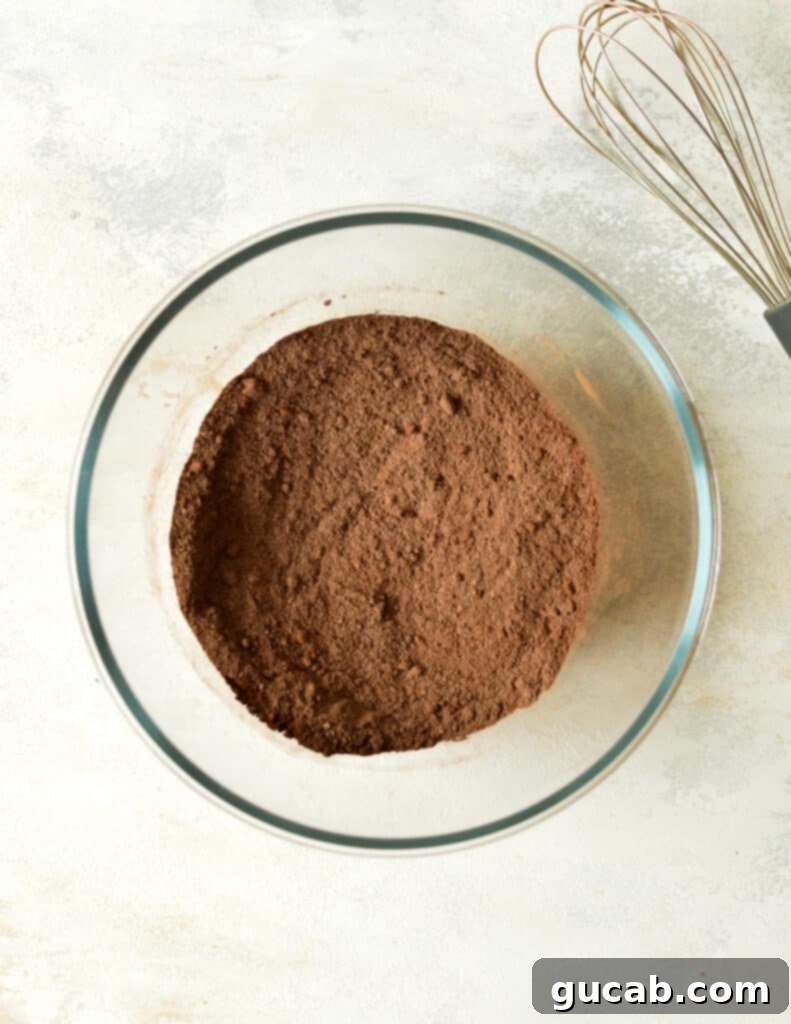 No-Bake Fudgy Brownie Indulgence 5 flour, cocoa, and sugar thoroughly mixed together in a bowl