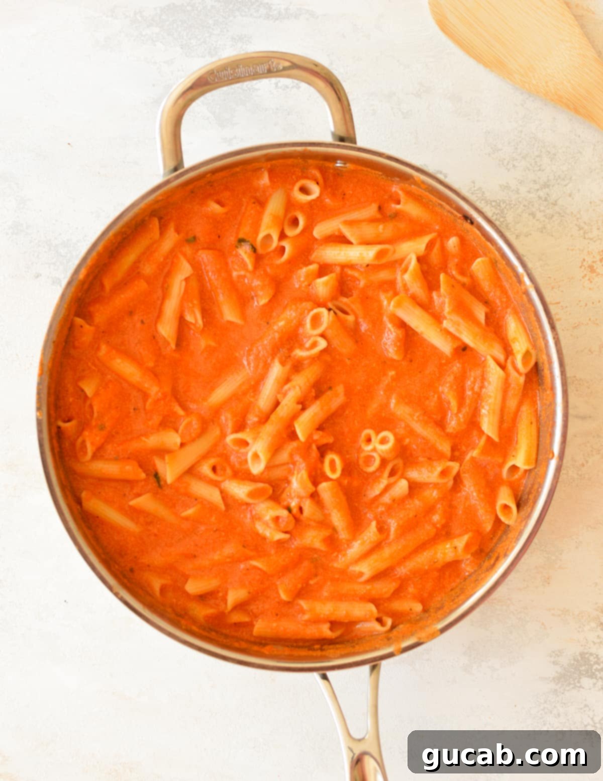 Rose Pasta 9 A close-up of pasta perfectly coated in the rich, creamy pink sauce, topped with fresh Parmesan cheese.