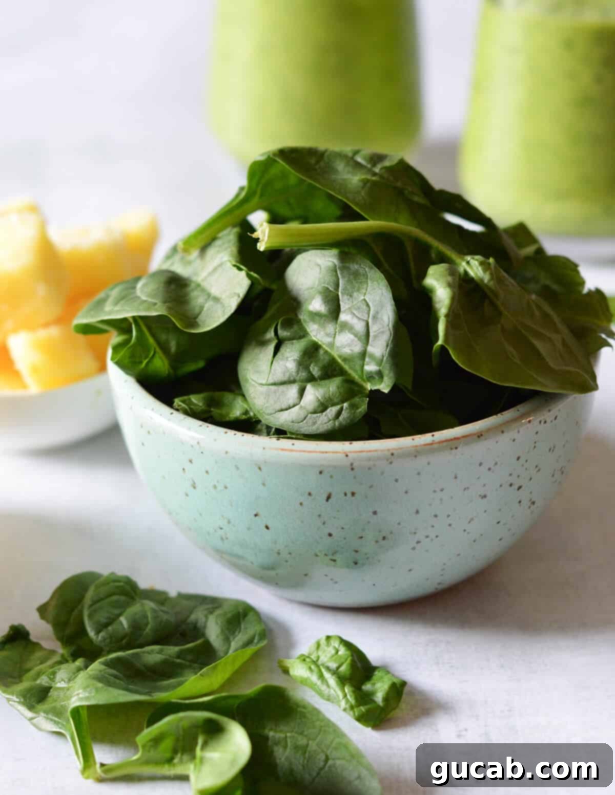 Island Iron Infusion 3 a bowl of spinach.