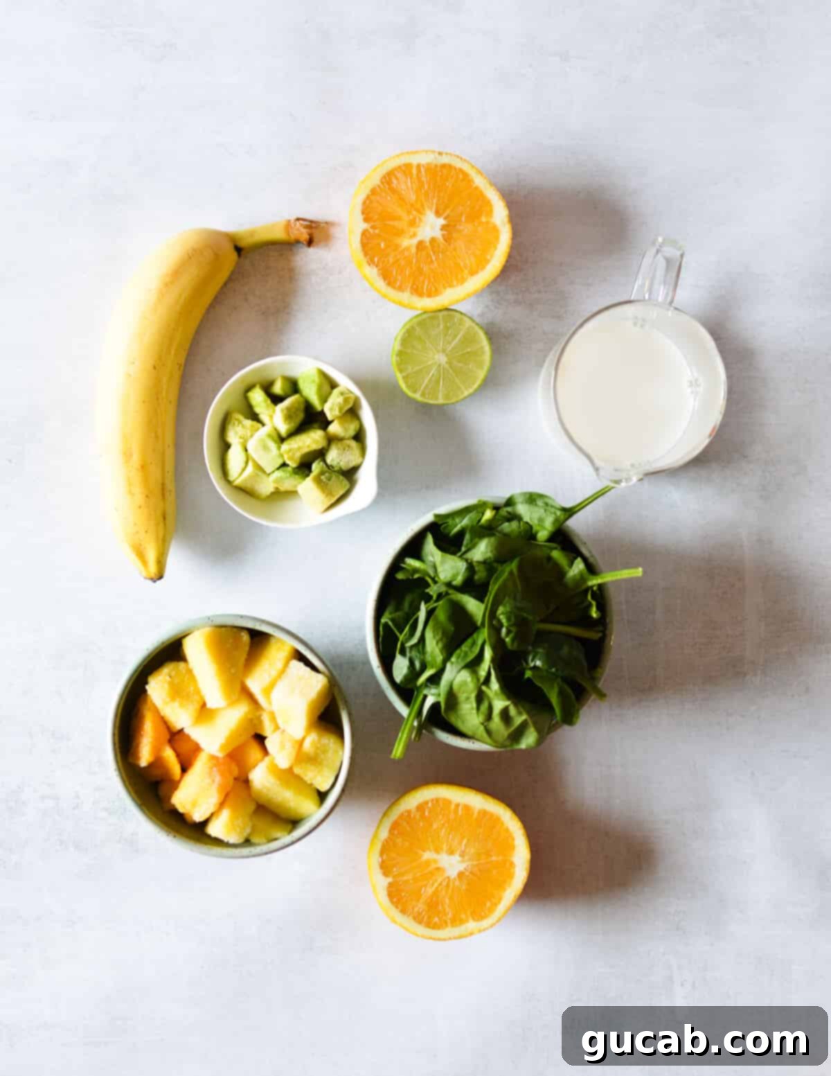 Island Iron Infusion 4 banana, avocado, orange, spinach, frozen mango, frozen pineapple.