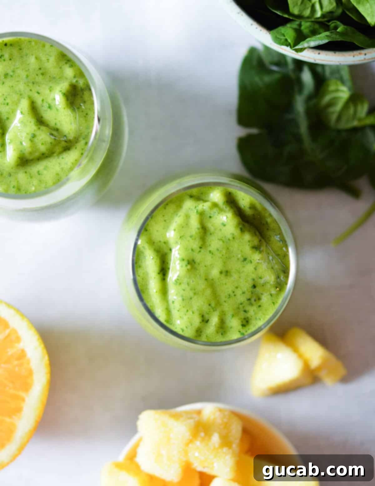 Island Iron Infusion 8 the top of a green smoothie.