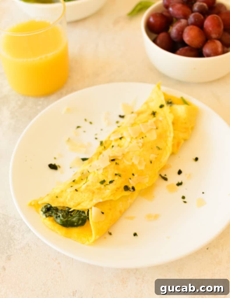 a spinach omelet on a plate