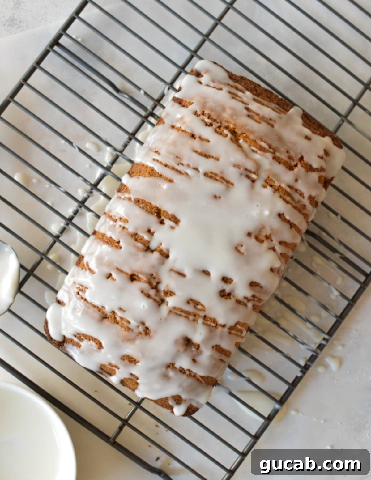 banana bread with a sweet glaze 