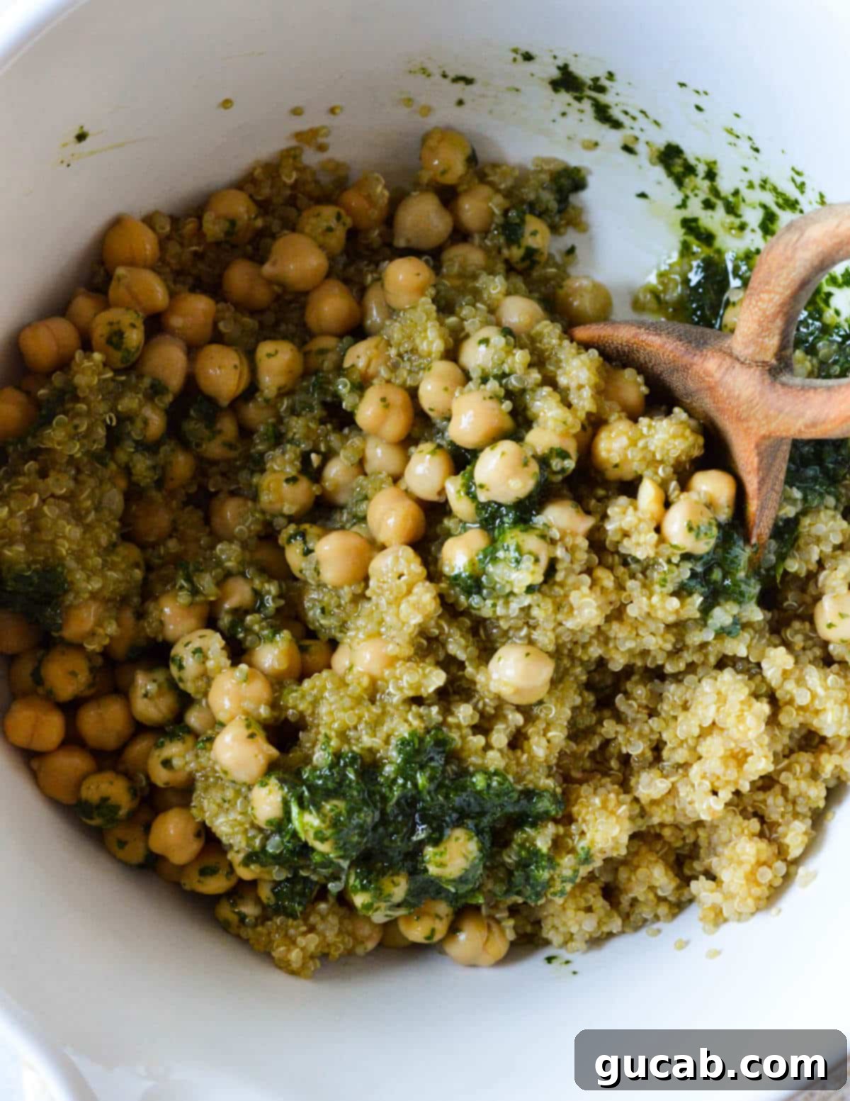 Vibrant Herb & Quinoa Power Bowl 9 chickpea and quinoa salad in a bowl.