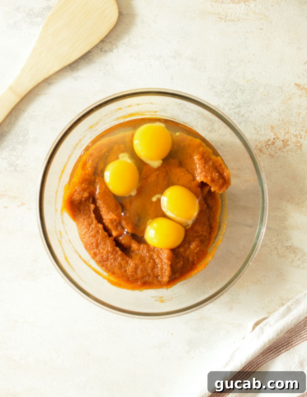 pumpkin puree with eggs on top