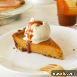 a slice of pumpkin pie with ice cream