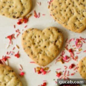 Sweetheart Chocolate Chip Delights 14 heart shaped chocolate chip cookies with red sprinkles