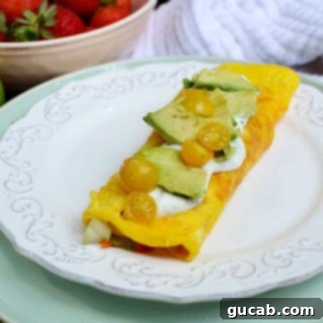 omelette with avocado and veggies
