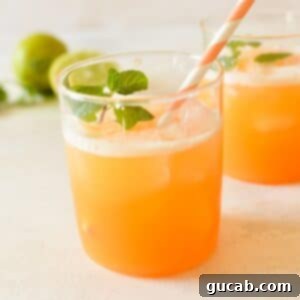 Fresh cantaloupe juice in glasses, ready to be served.
