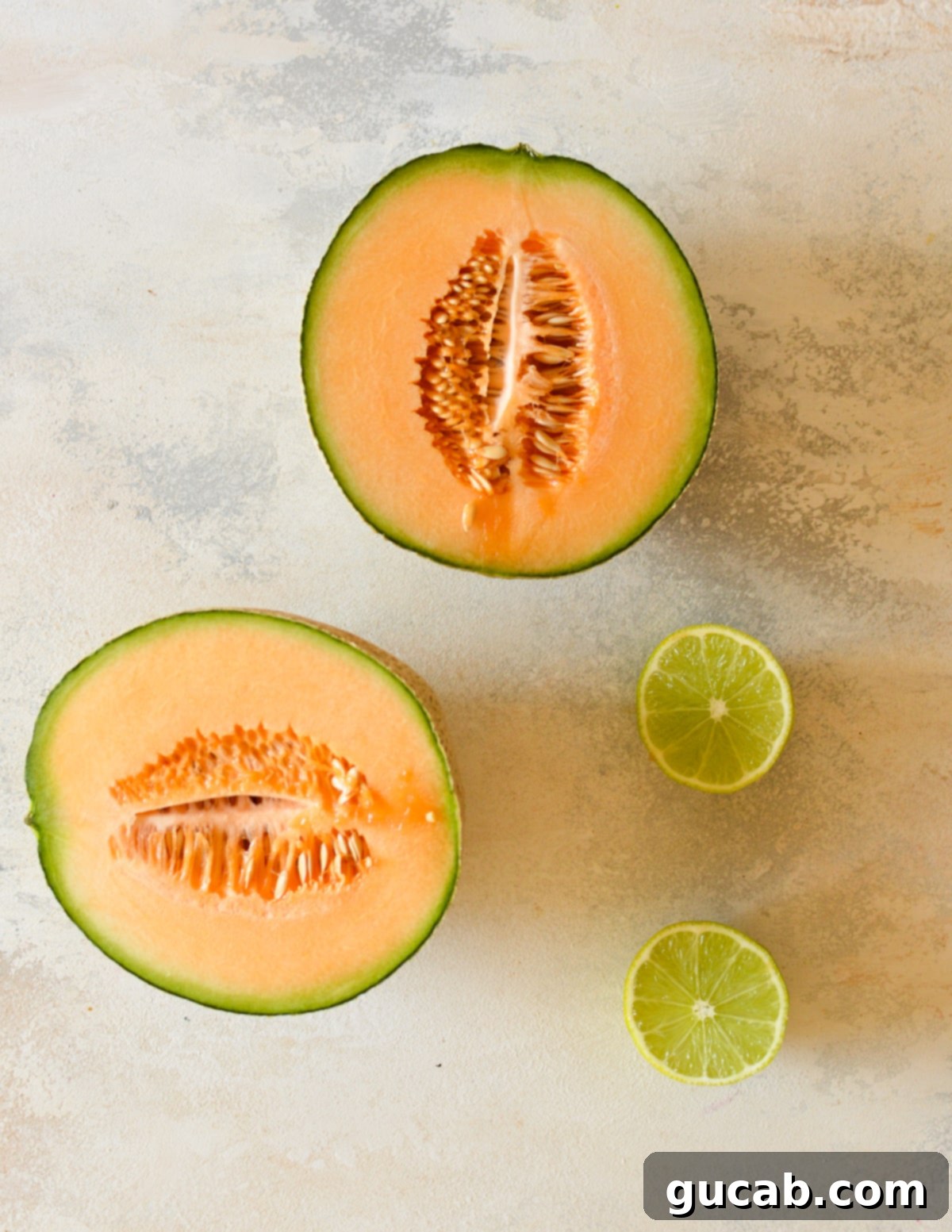 cantaloupe and a lime. 