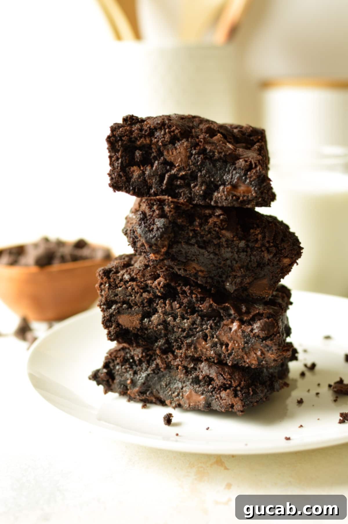 Effortless Fudgy One Bowl Gluten Free Brownies 7 a stack of gluten free brownies
