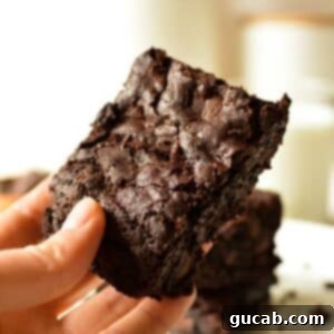 hand holding a perfectly fudgy gluten free brownie