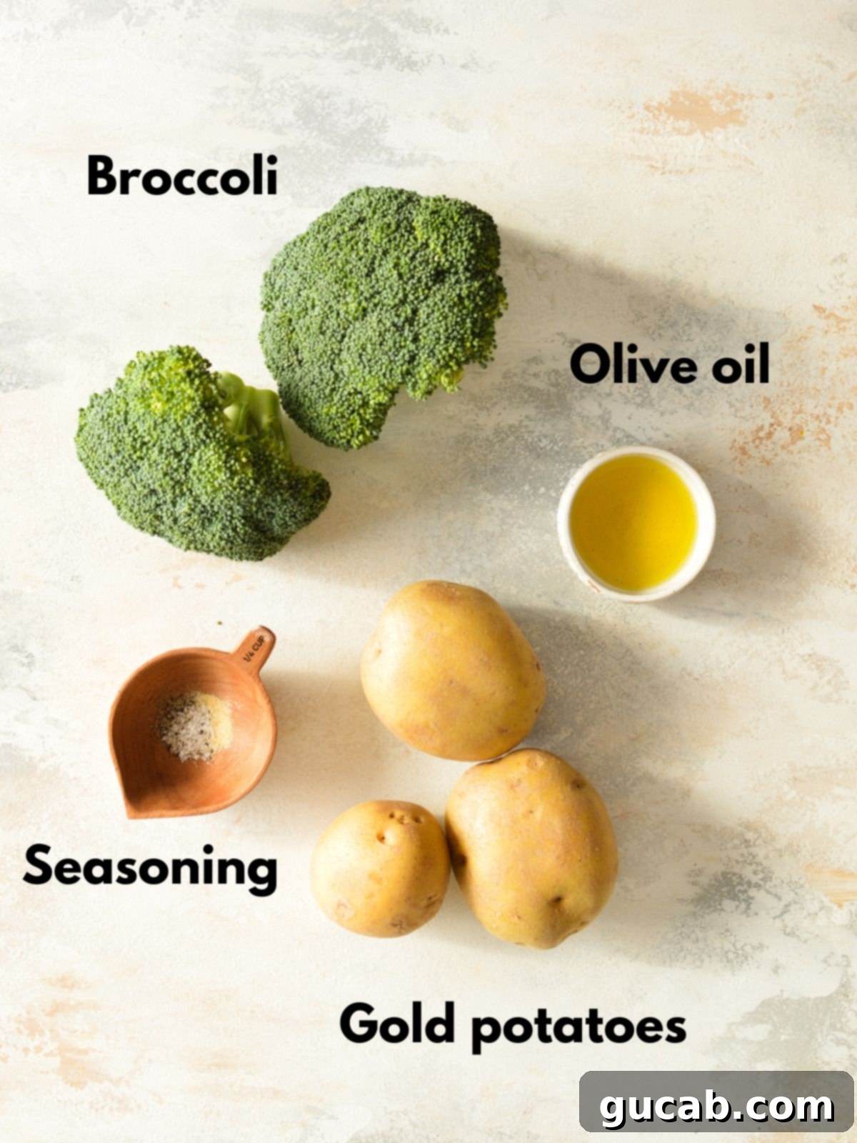ingredients for roasted broccoli and potatoes