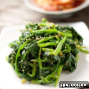 sauteed spinach on a plate.