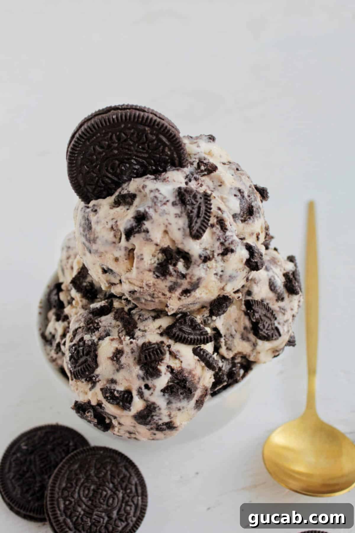 13 Nostalgic Ice Cream Maker Recipes 9 a bowl of Oreo ice cream.