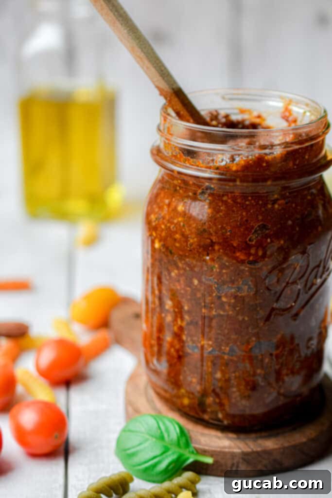a jar of sundried tomato pesto