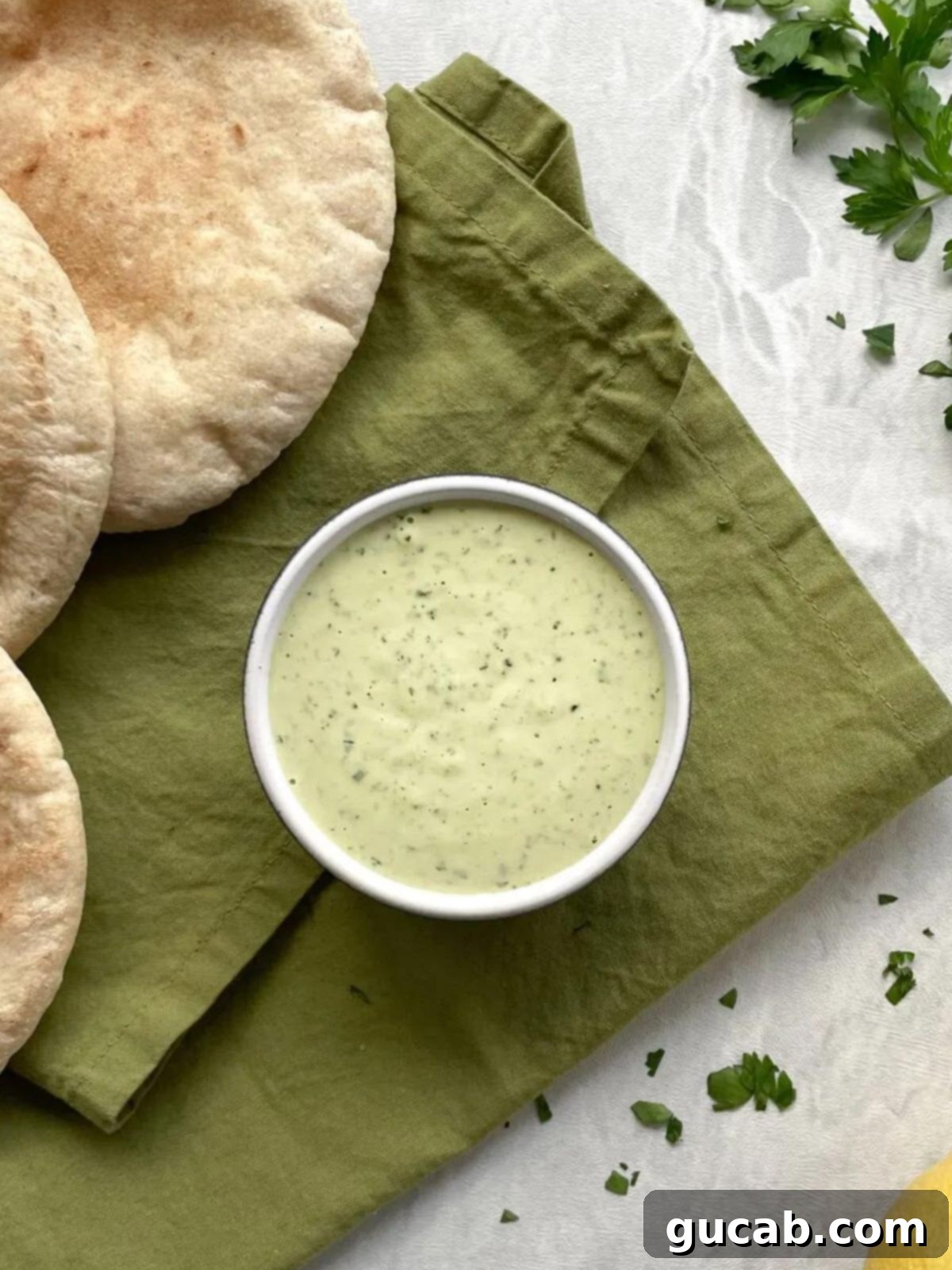 lemon herb tahini sauce.