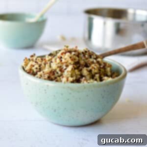 Perfect Tri-Color Quinoa Every Time 9 a bowl of tri color quinoa