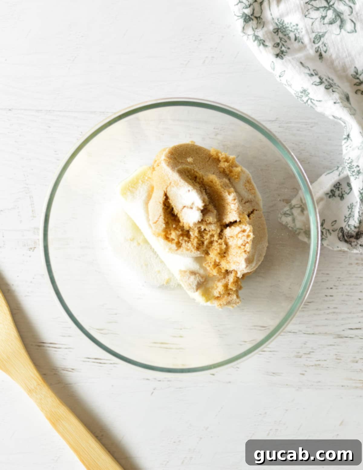 Soft and Chewy Oatmeal Bliss 4 butter, sugar, and brown sugar in a bowl ready to be creamed