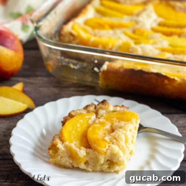 Sweet Chill: 15 Irresistible Frozen Peach Recipes 18 a slice of keto peach cobbler.