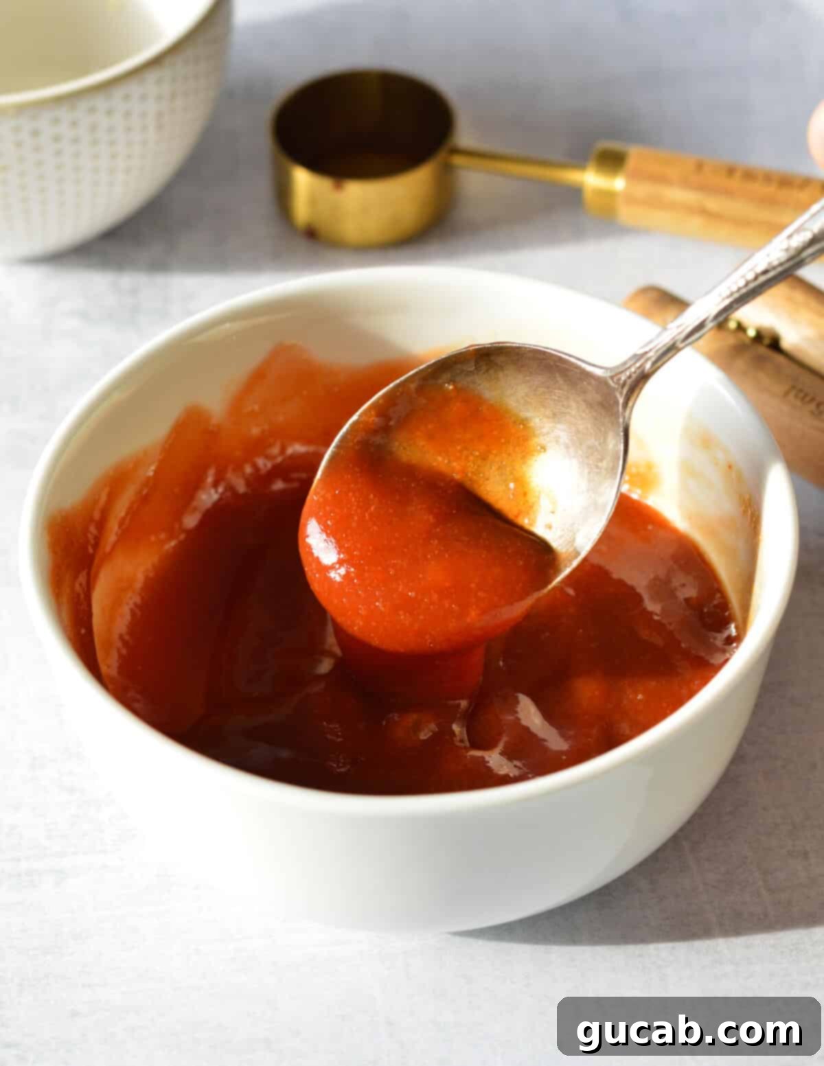 a spoonful of ketchup glaze.