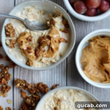Creamy peanut butter overnight oats in a jar