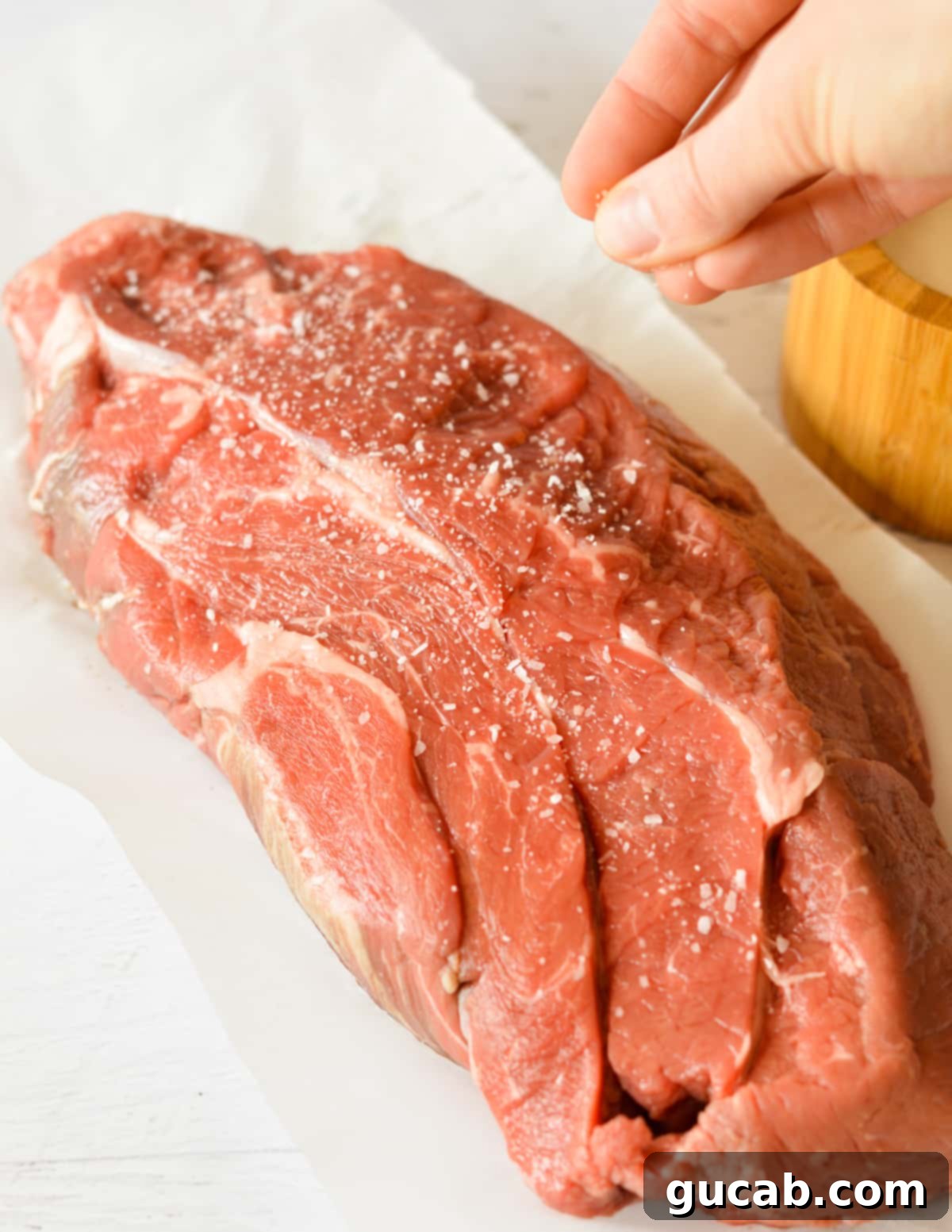 chuck roast with salt on top. 