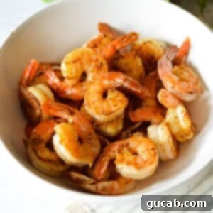 A beautifully presented bowl of pan seared shrimp