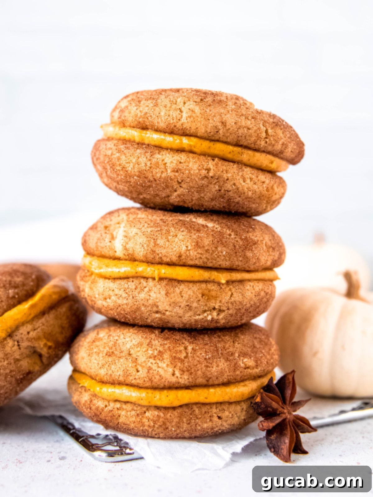 Next-Level Cookies: 25 Recipes You Need to Bake 18 A stack of autumnal pumpkin sandwich cookies.