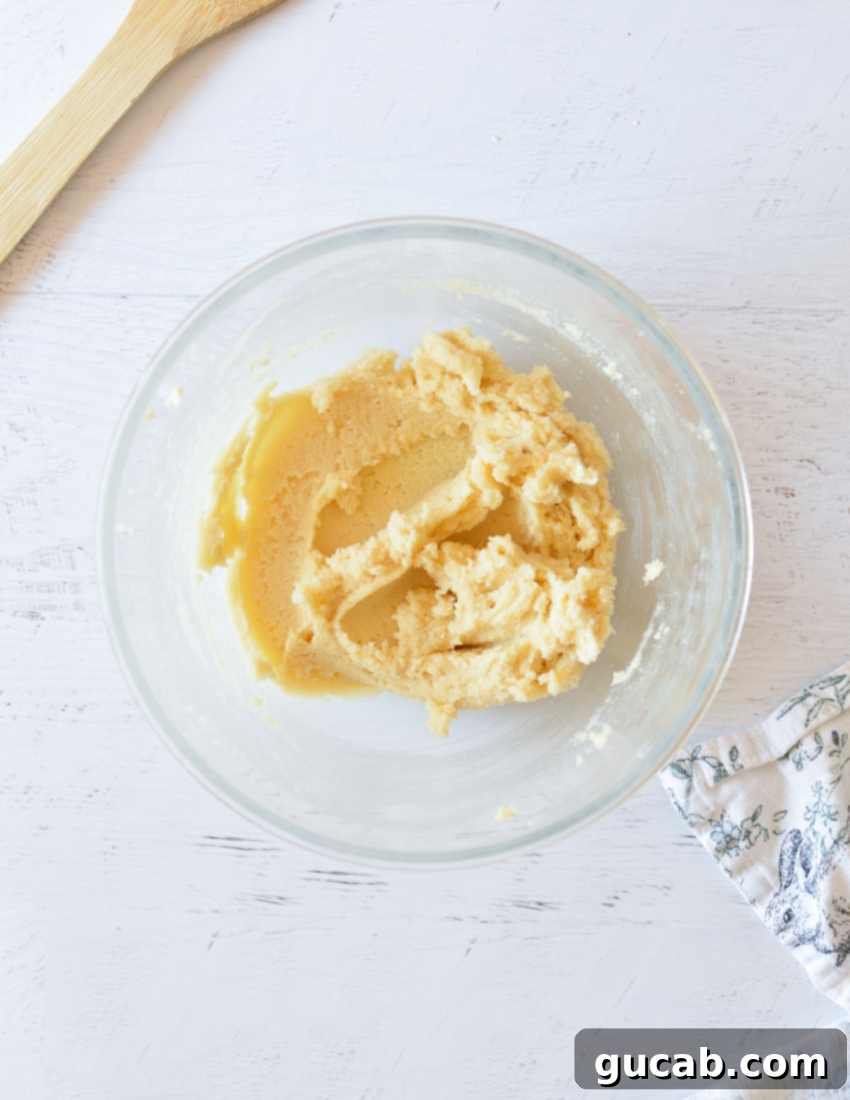 creamed butter and sugar in a bowl. 