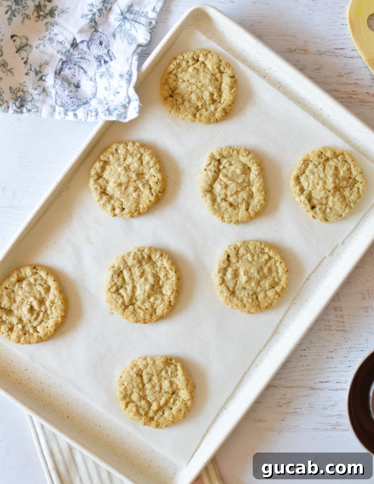 oatmeal cookies on sheet pan. 