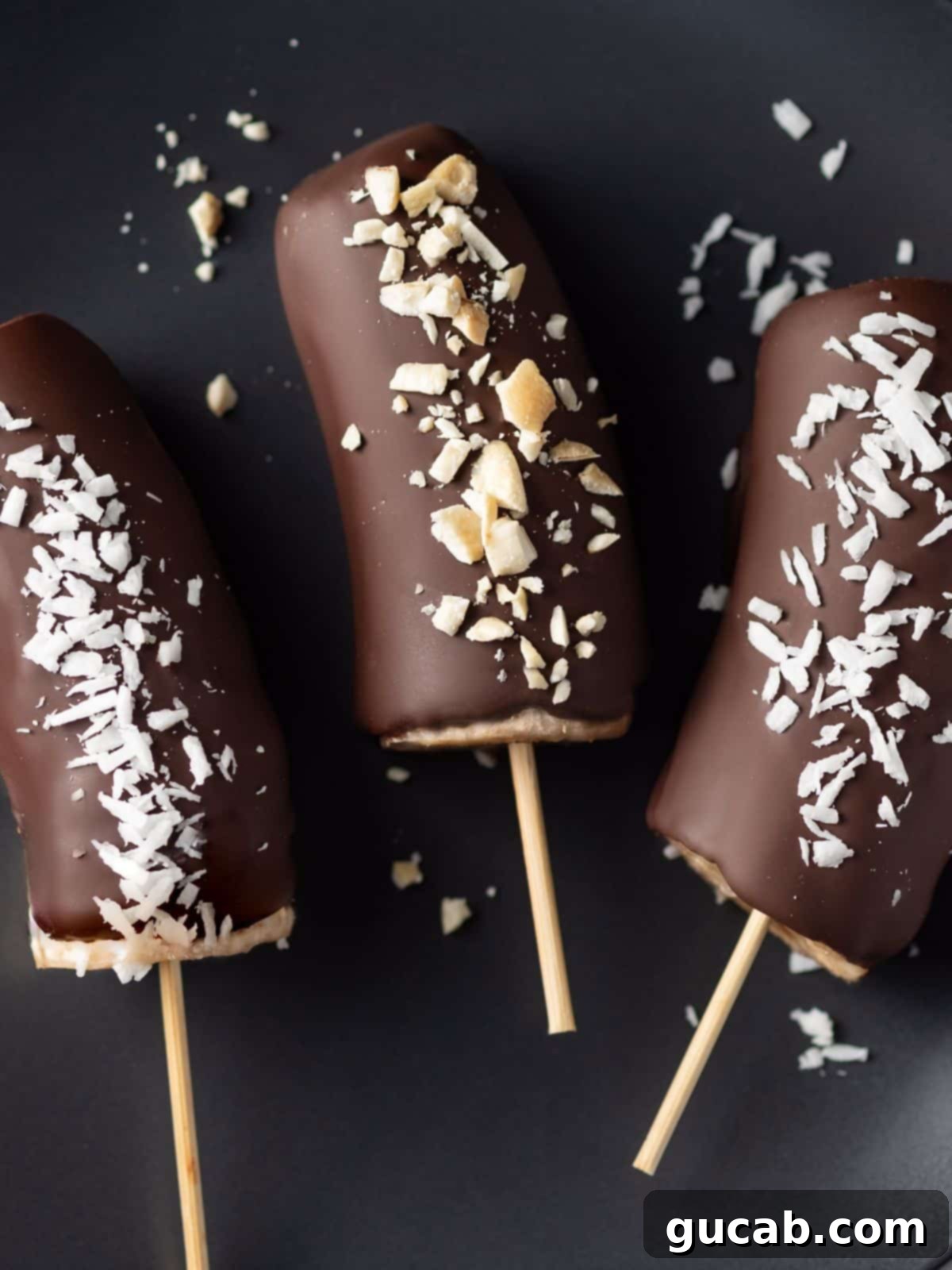 frozen bananas dipped in chocolate.