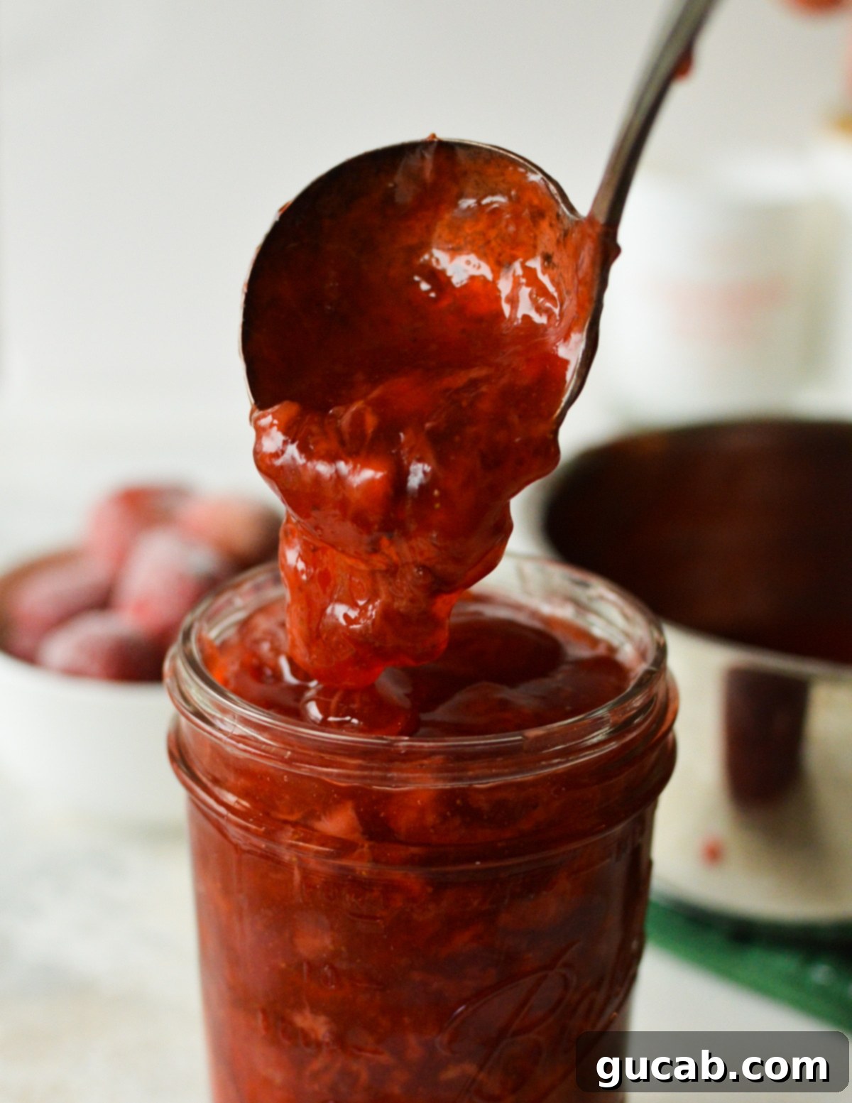 a spoonful of strawberry filling.