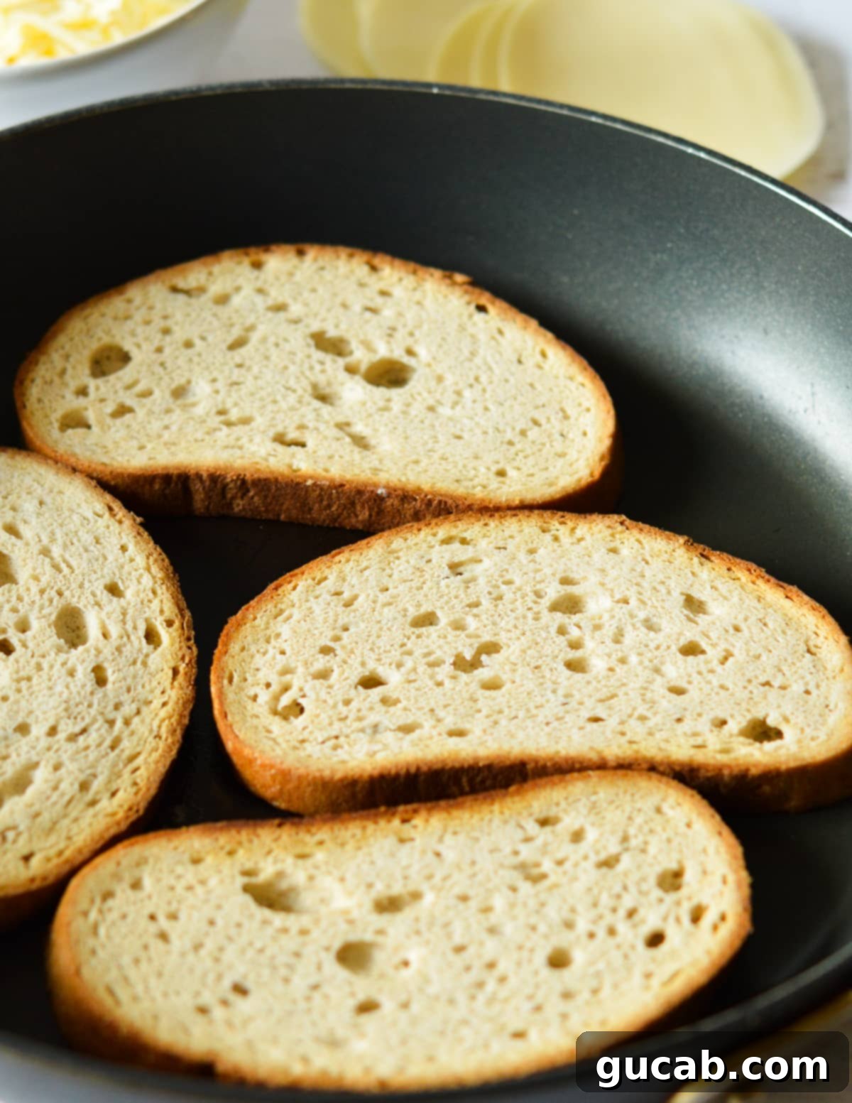 Gourmet Provolone Grilled Cheese 6 four slices of bread in a nonstick skillet.