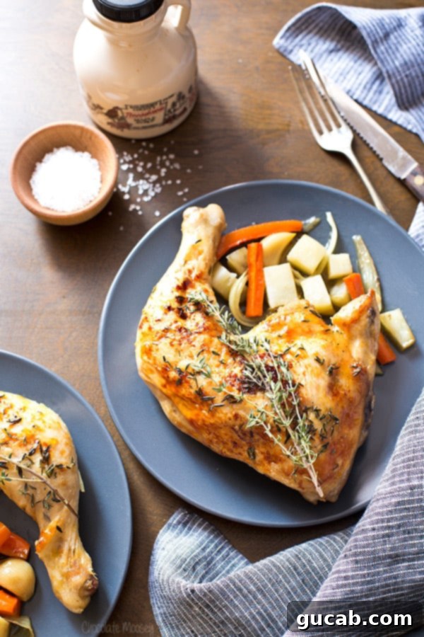 chicken quarters on plates. 